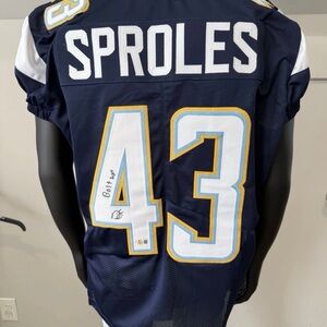 Darren Sproles Signed San Diego Chargers Jersey “Bolt Up” Inscribed Beckett COA